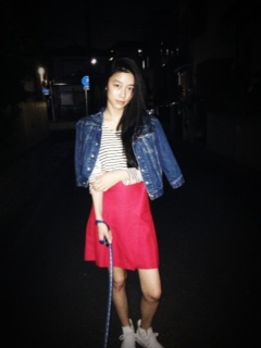 Red skirt.